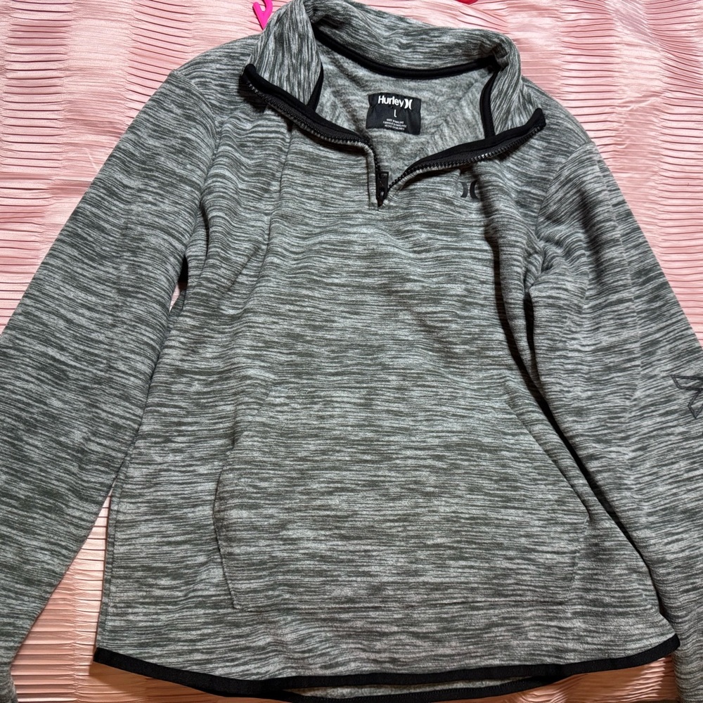 Hurley Women's Gray Quarter-Zip Top